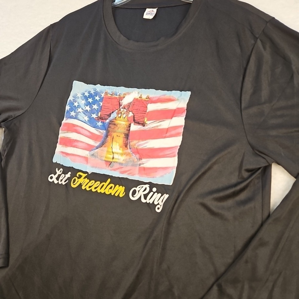 Armored Sportswear Let Freedom Ring Graphic Long Sleeve Shirt Mens L Black